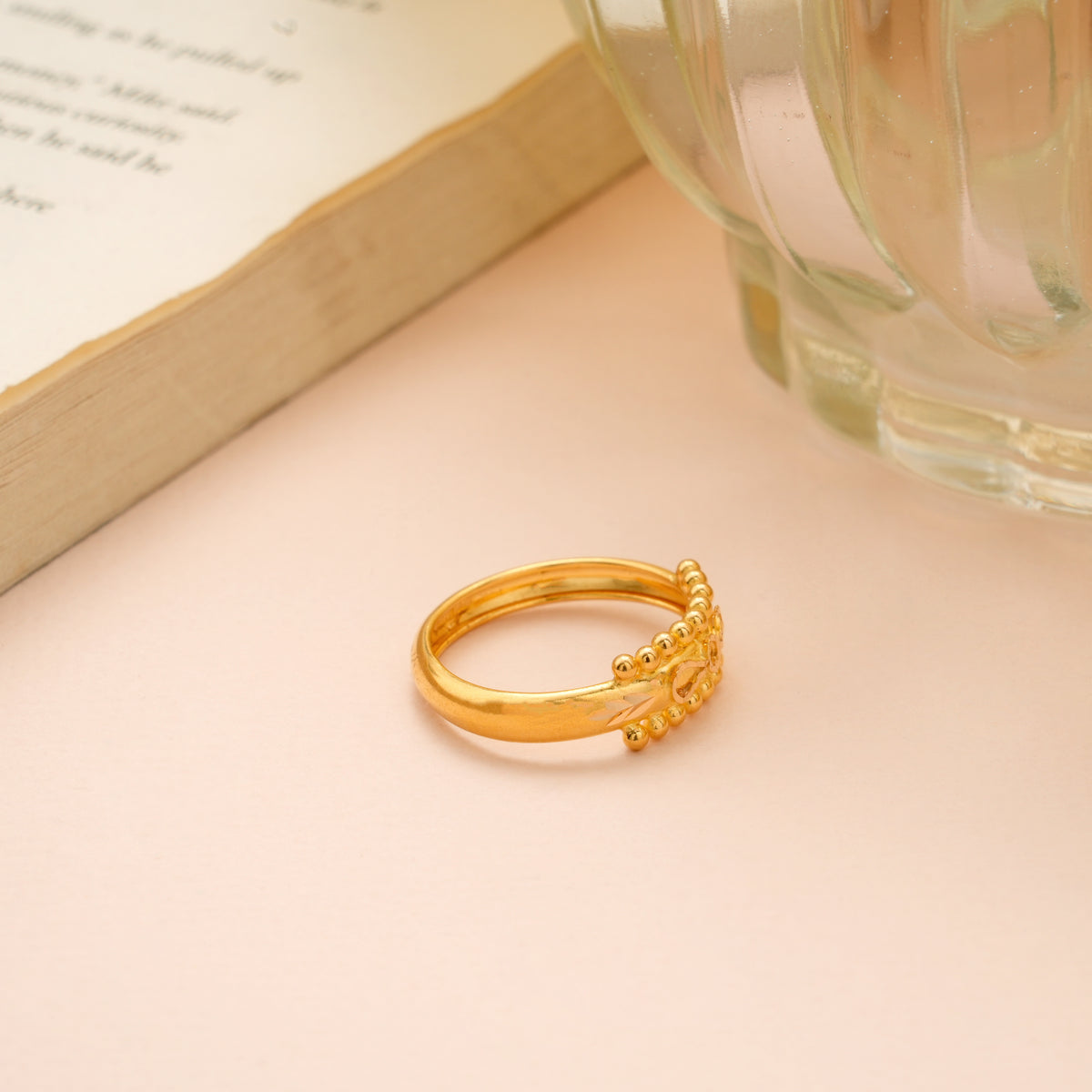 Elegant Infinity Design Gold Beads Ring