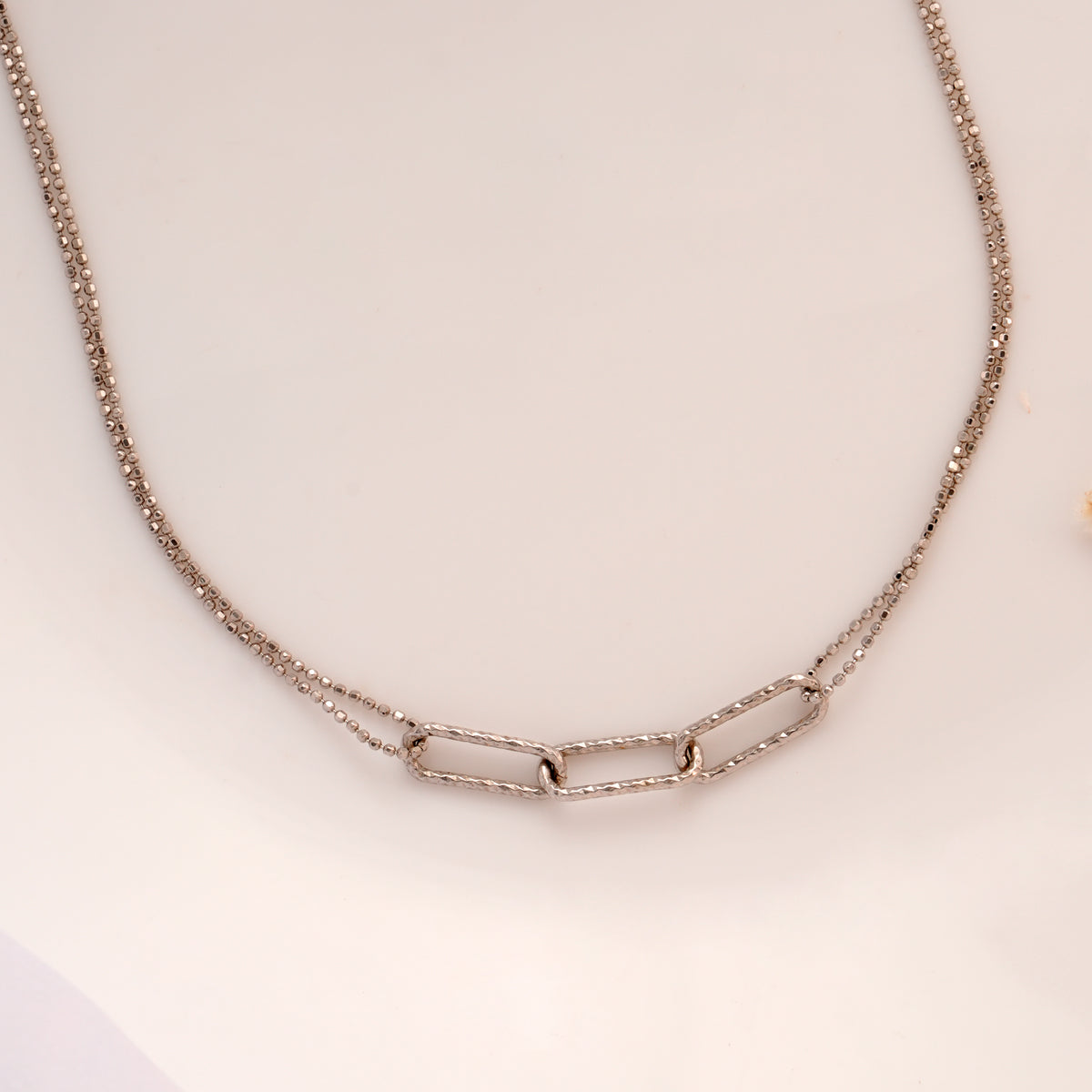 Designed Paper Clip Silver Chain