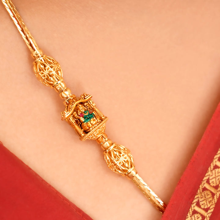 Traditional Style Golden Lakshmi Mugappu Chain