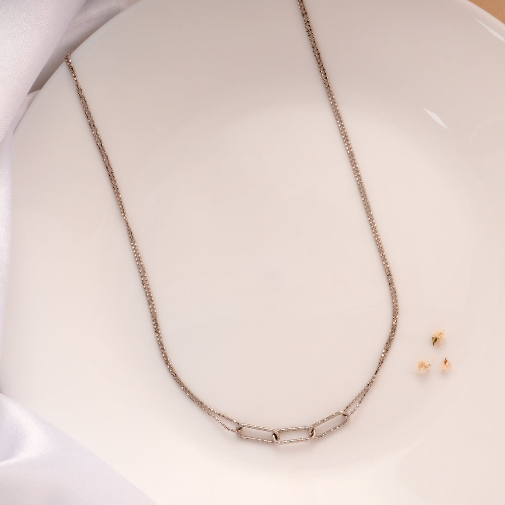 Designed Paper Clip Silver Chain