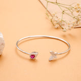 Butterfly Ruby Tear Drop Silver Kada