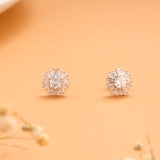 Sun Burst with White Stone Silver Stud