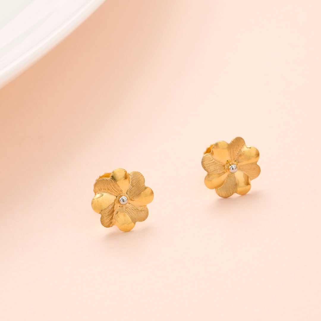 Textured Blossom Gold Stud Earrings
