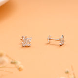 Clover Pattern with Stone Silver Stud