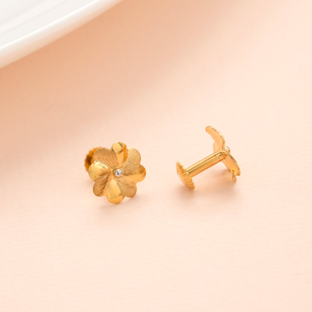 Textured Blossom Gold Stud Earrings