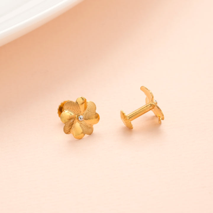 Textured Blossom Gold Stud Earrings