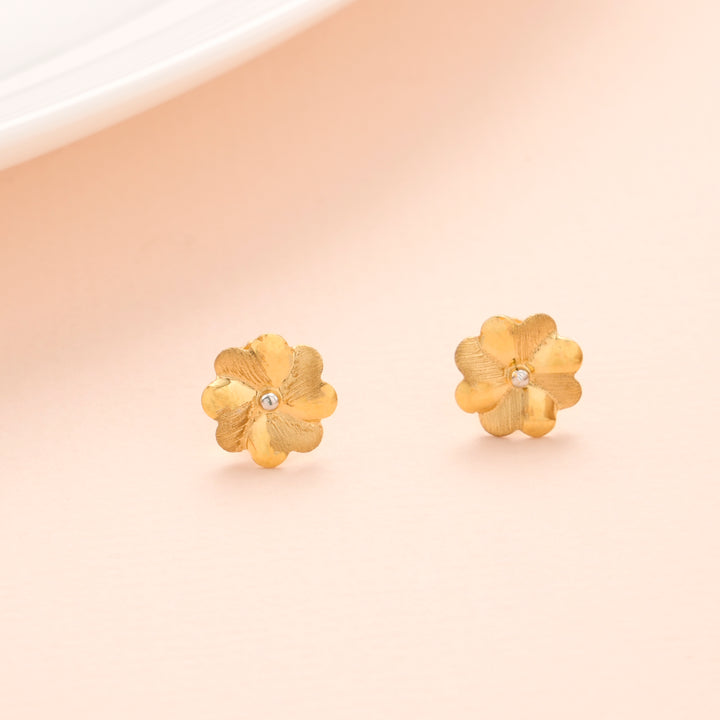 Textured Blossom Gold Stud Earrings