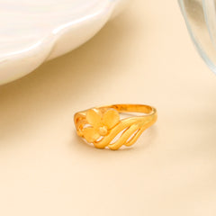 Stylish Floral Curve Gold Ring