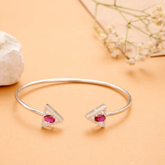 Royal Ruby Stone Triangular Silver Kada