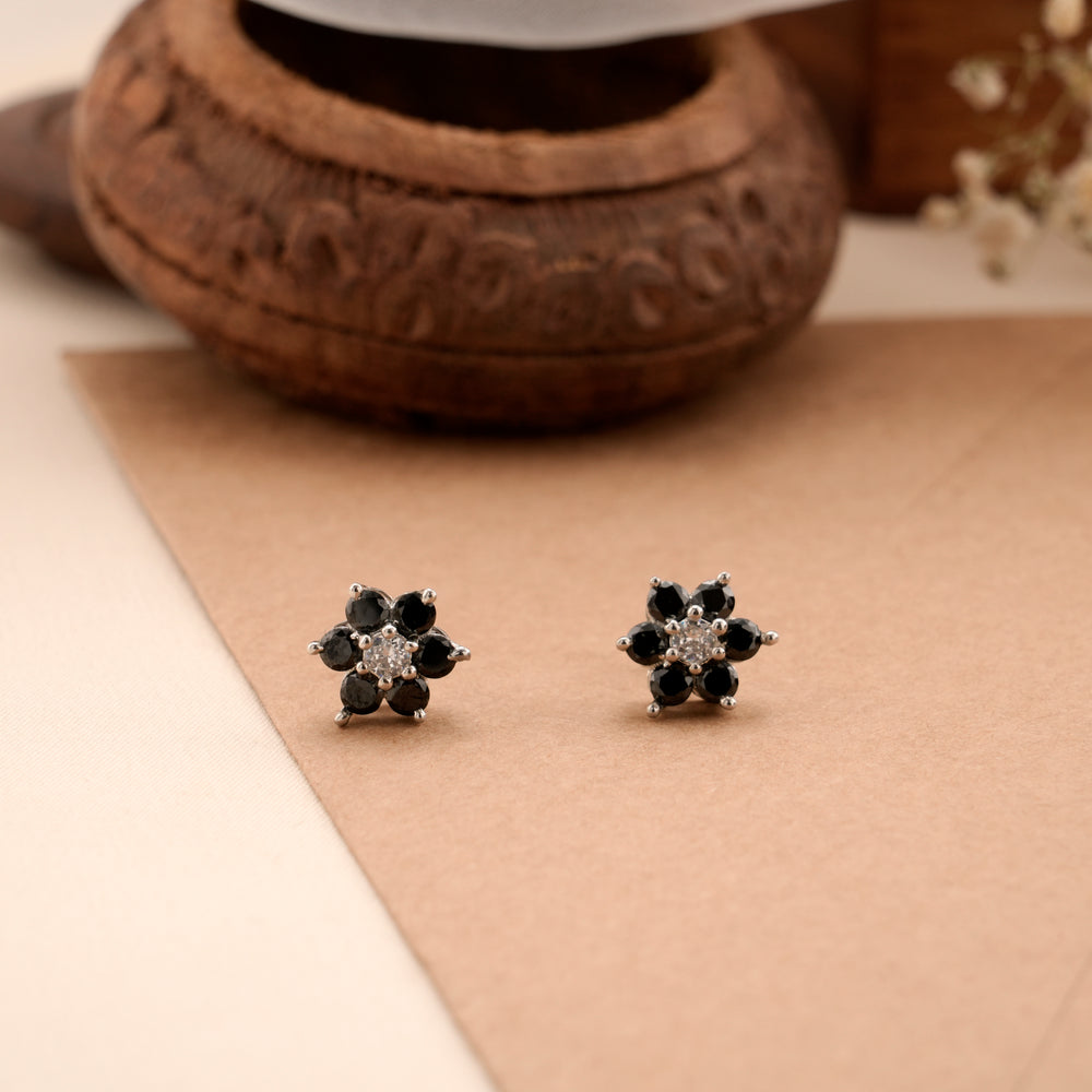 Classic Black Stone with Blossom Silver Stud