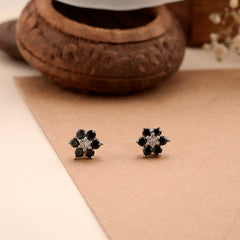 Classic Black Stone with Blossom Silver Stud