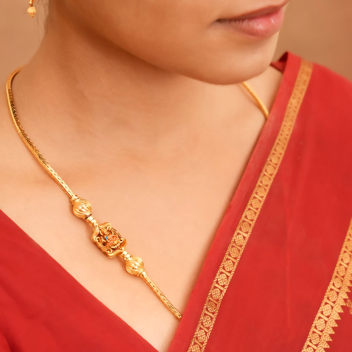 Premium Silver Gold Plated Lakshmi Mugappu Chain