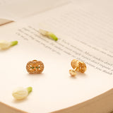 Intricate Curved Floral Design Golden Stud