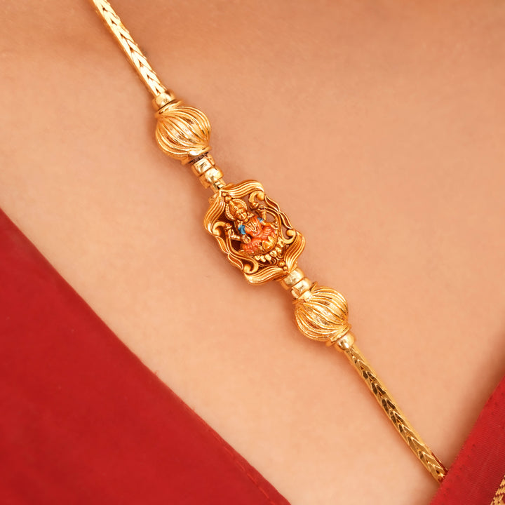 Premium Silver Gold Plated Lakshmi Mugappu Chain