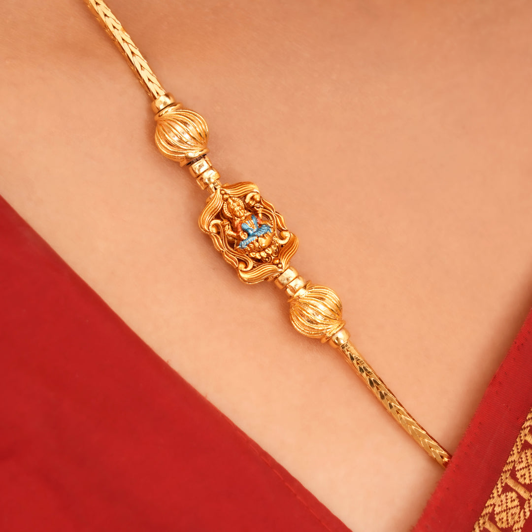 Premium Silver Gold Plated Lakshmi Mugappu Chain
