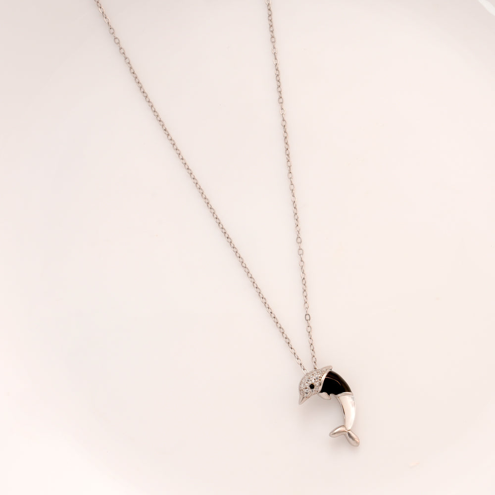 Charming Dolphin Pendant Silver Chain