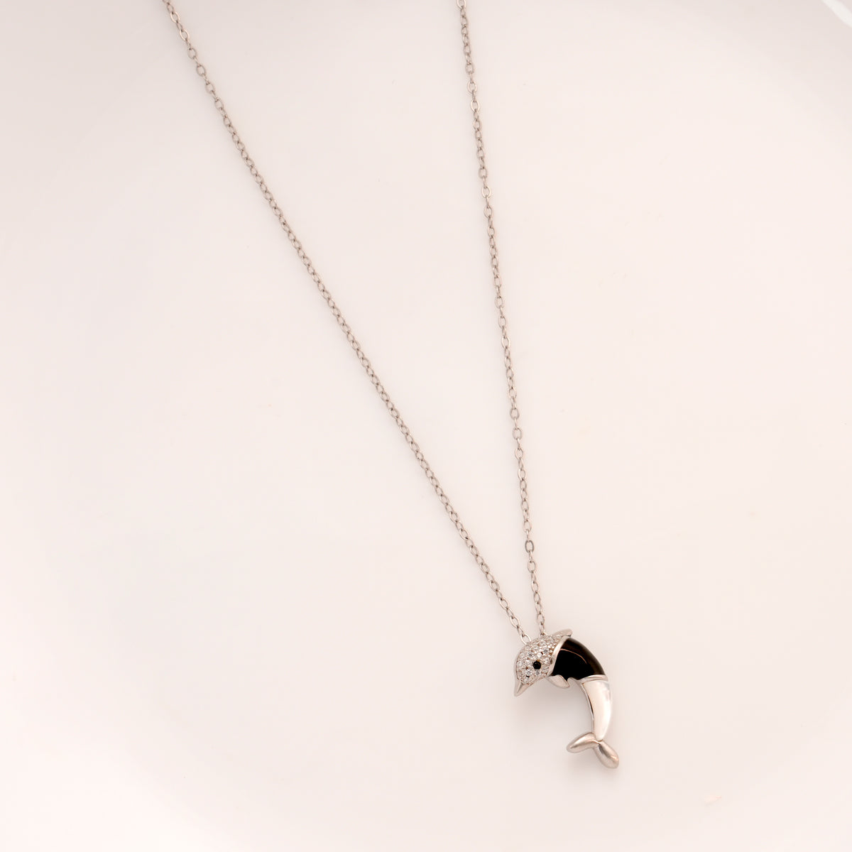 Charming Dolphin Pendant Silver Chain