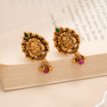 Lakshmi Green Stone Cluster Silver Studs