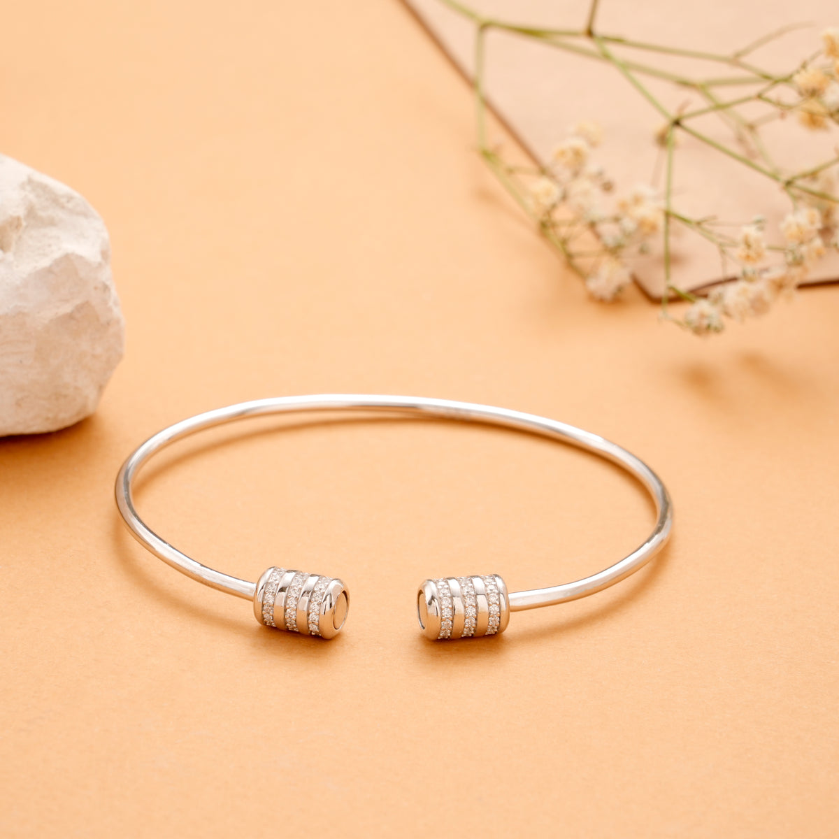Elegant Pave Design Silver Kada