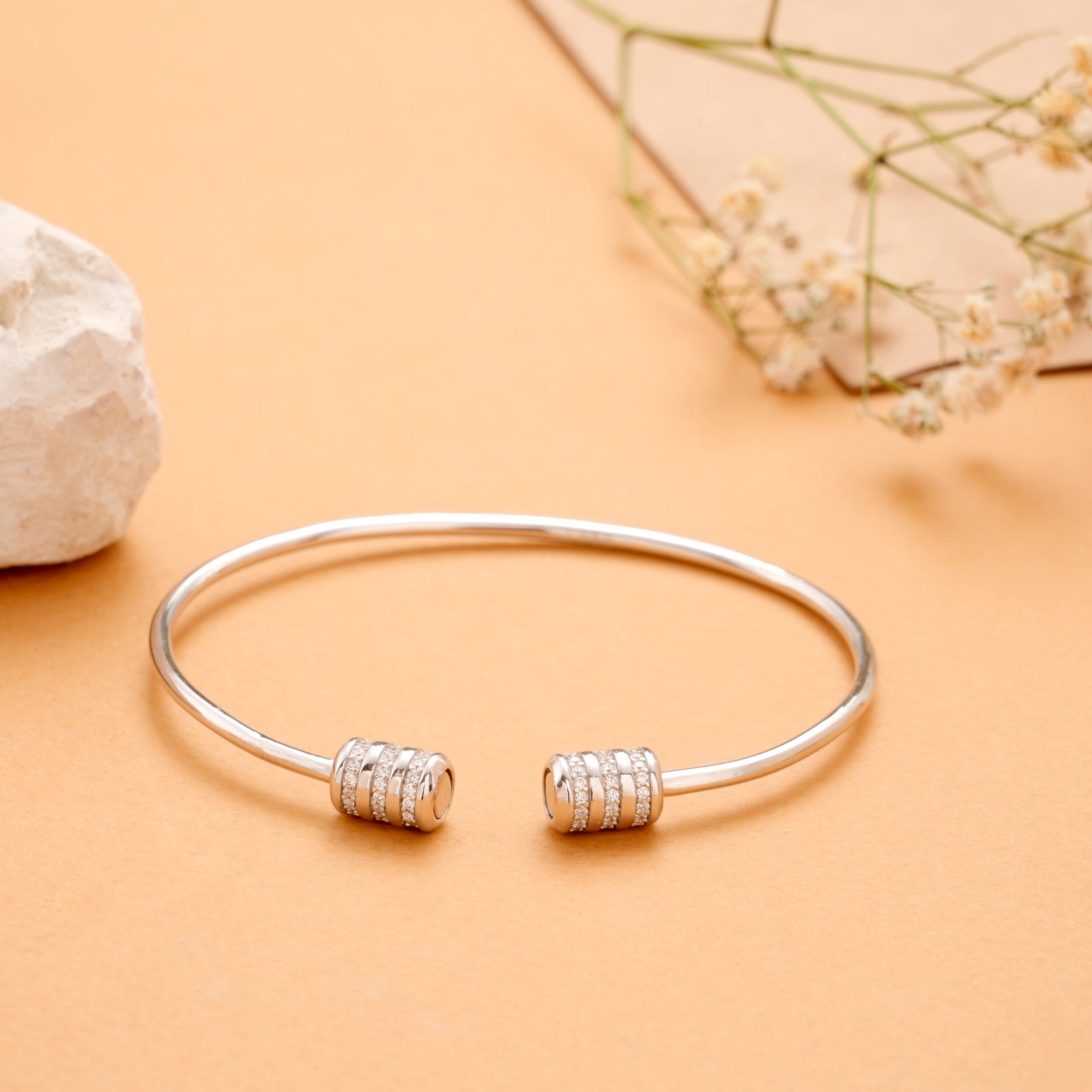 Elegant Pave Design Silver Kada