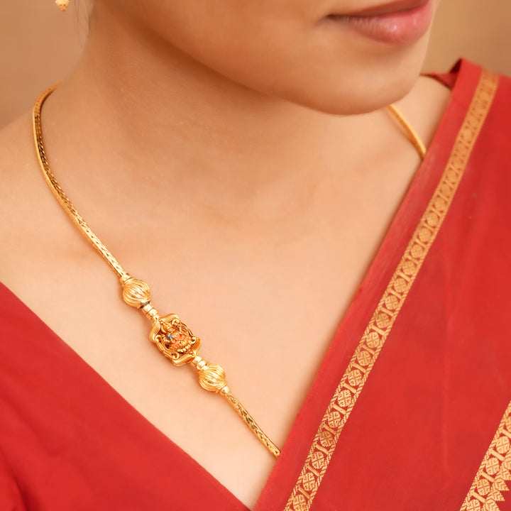 Premium Silver Gold Plated Lakshmi Mugappu Chain
