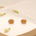 Intricate Curved Floral Design Golden Stud