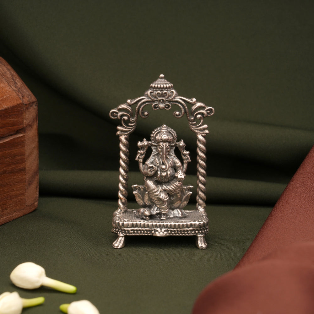 Antique Lord Vinayagar with Arch Silver Idol
