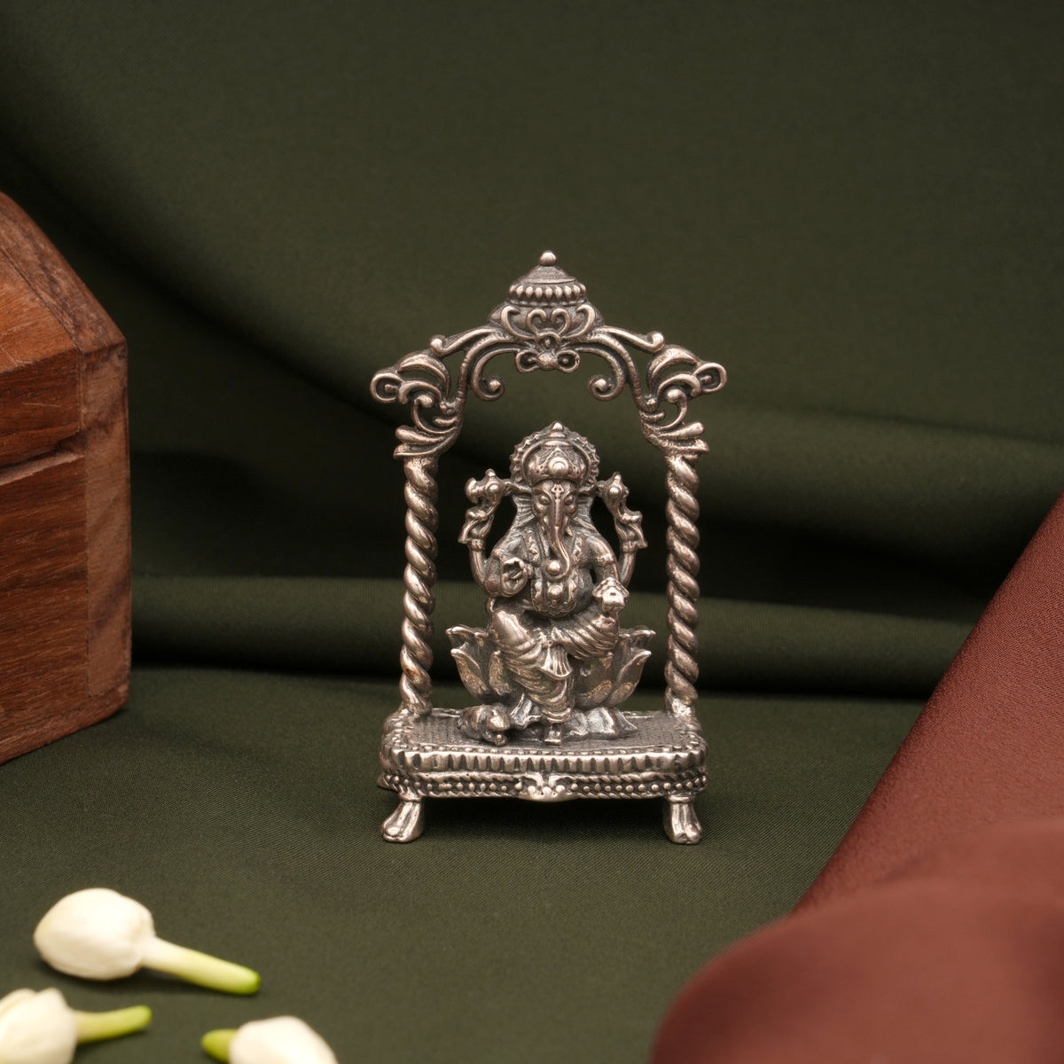 Antique Lord Vinayagar with Arch Silver Idol