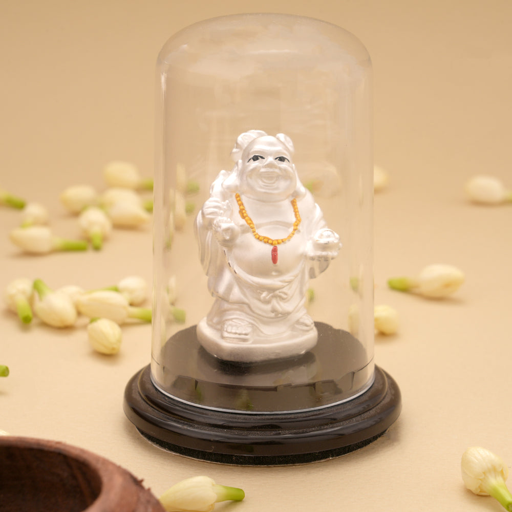 Laughing Buddha Silver Idol