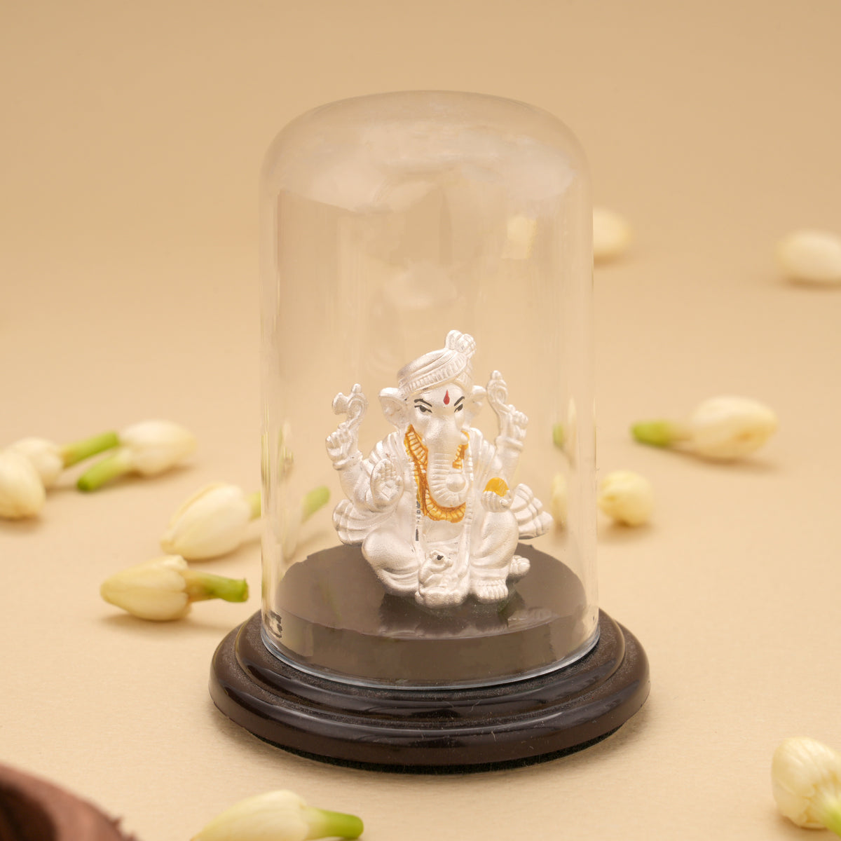 Vinayagar Silver Statue With Glass Idol