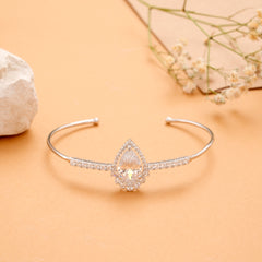 Elegant Teardrop Crystal Silver Kada