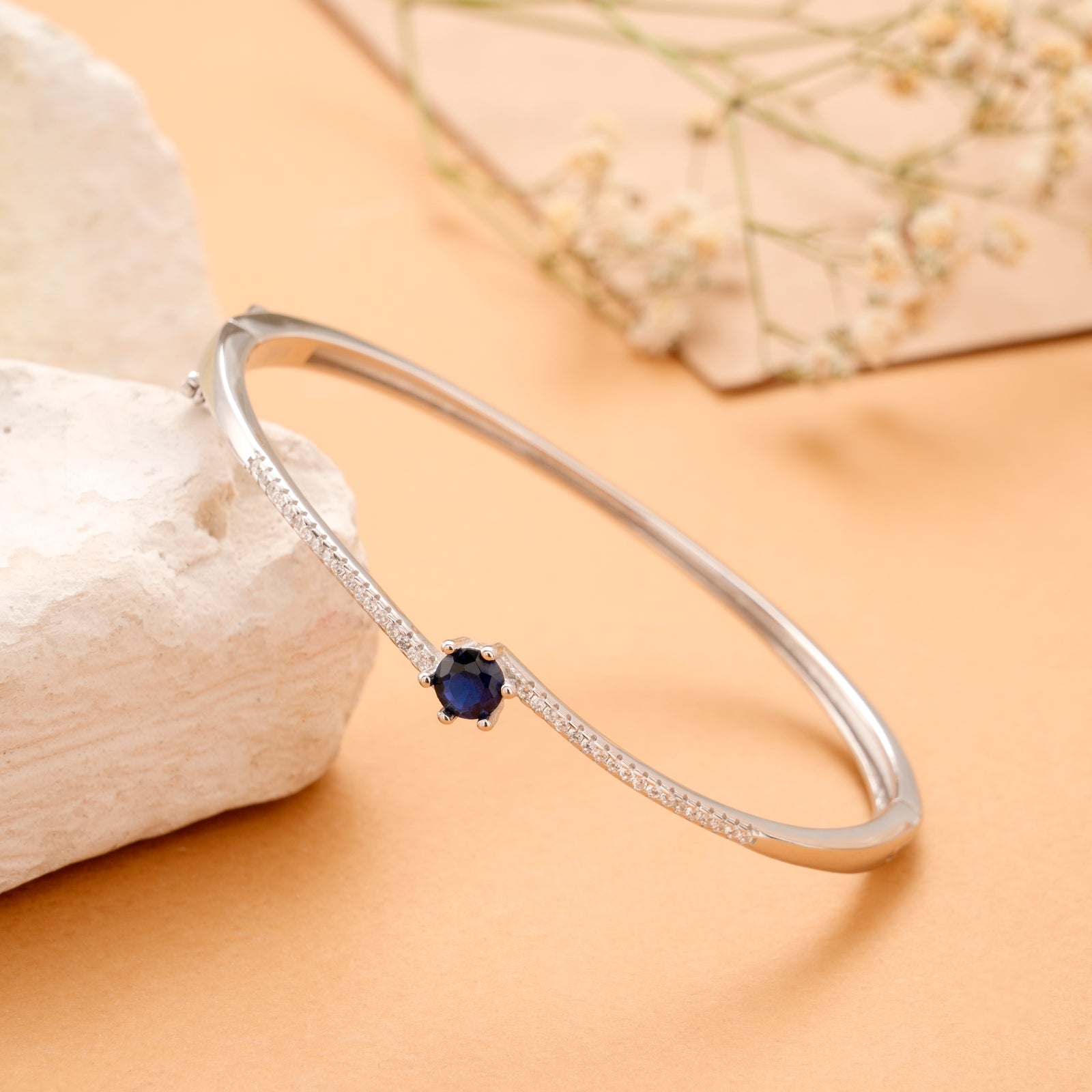 Radiant Blue Sapphire Silver Bracelet