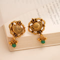 Antique Paisley Temple Golden Earrings