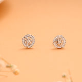 Central Round Pattern Flower Silver Stud