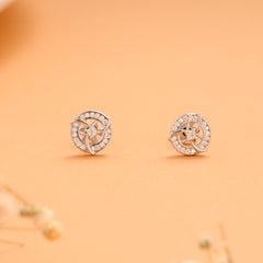 Central Round Pattern Flower Silver Stud