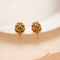 Antique Golden Twin Peacock Emerald Studs