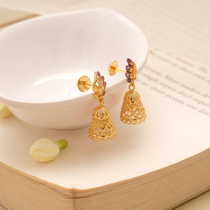 Traditional Bell Shape Casting Golden Jhumkas