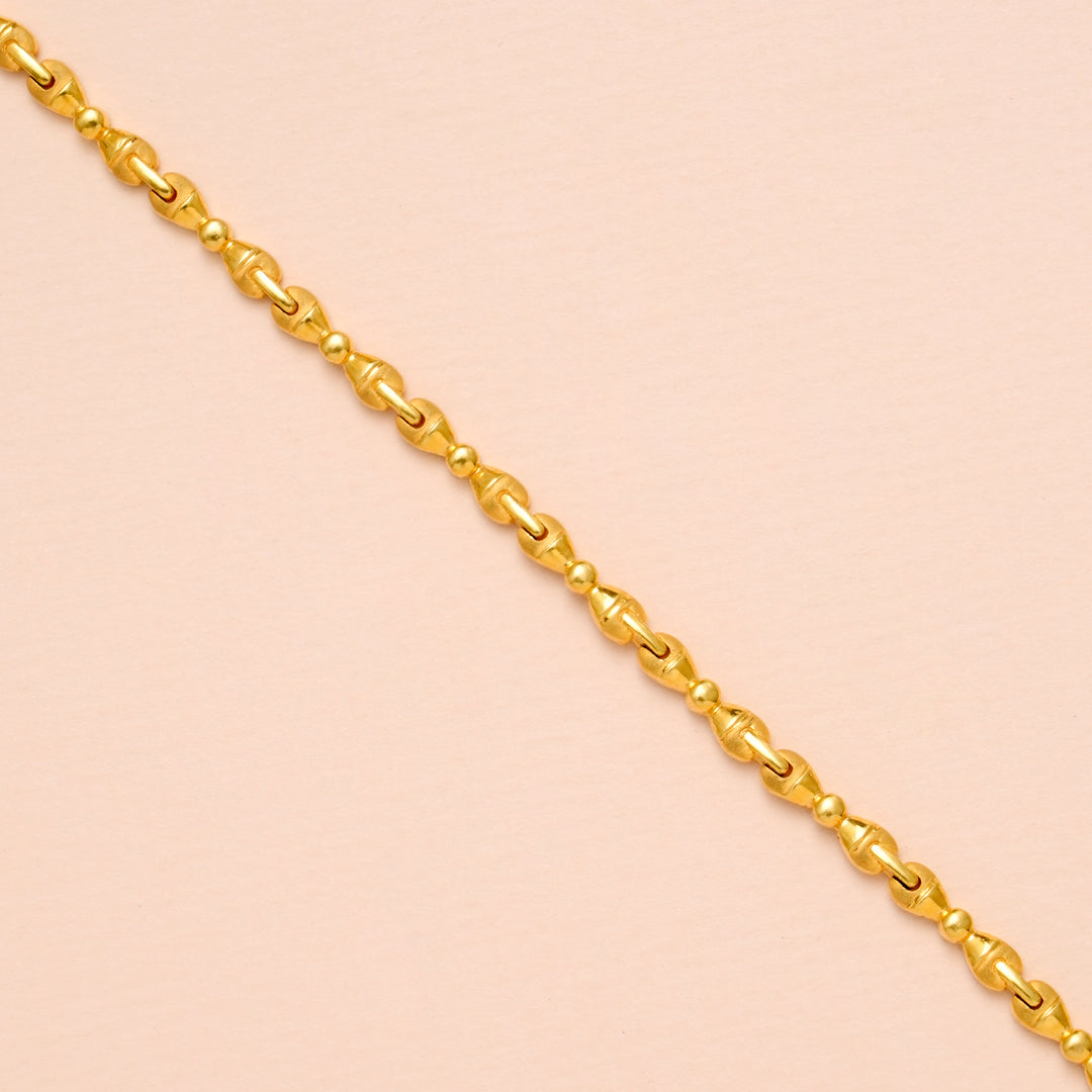 Fancy Fish Hook Link Design Gold Bracelet