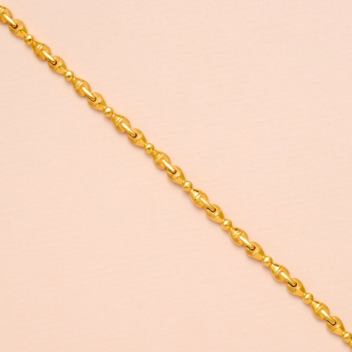 Fancy Fish Hook Link Design Gold Bracelet