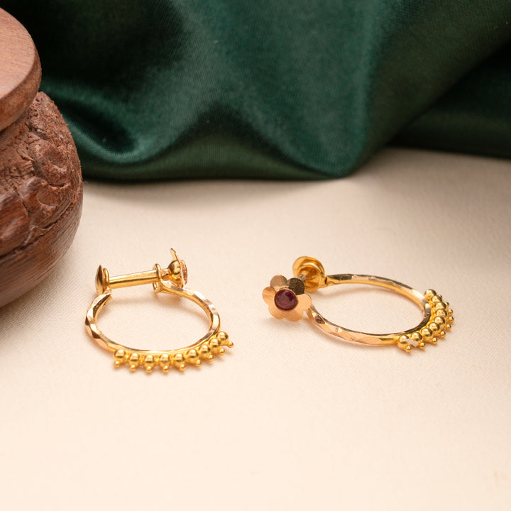 Beaded Edge Gold Hoop Earrings