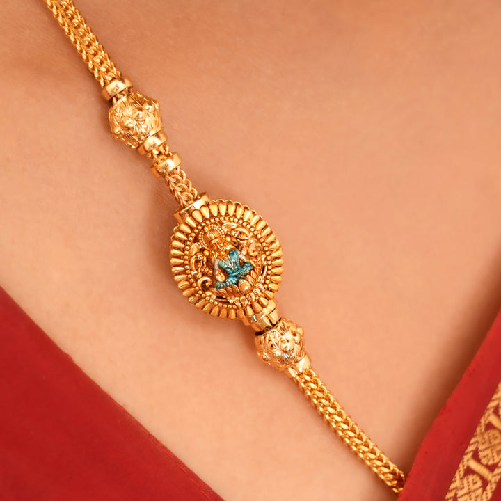 Traditional Round Lakshmi Silver Mugappu Chain