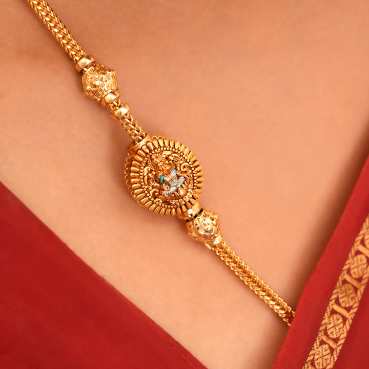 Traditional Round Lakshmi Silver Mugappu Chain