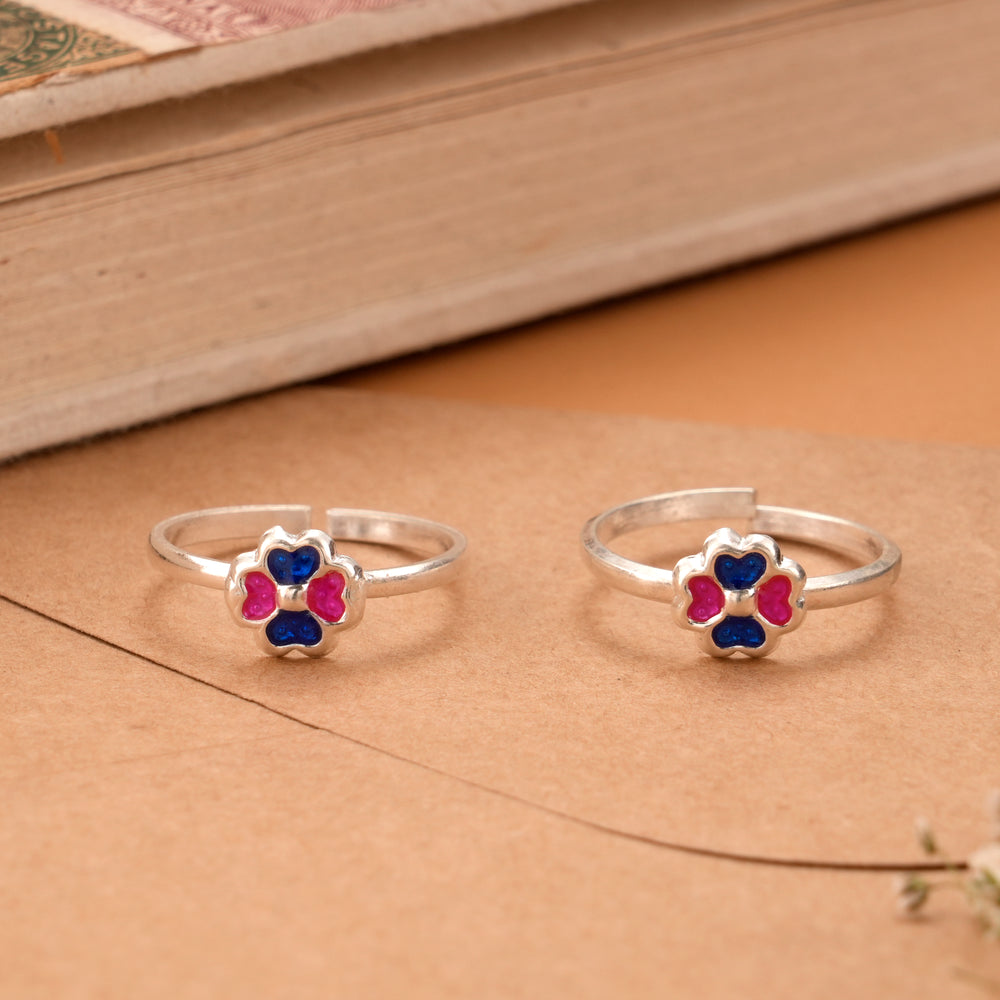 Four Heart Enamel Design Silver Metti