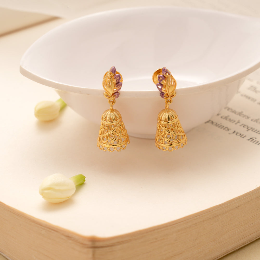Traditional Bell Shape Casting Golden Jhumkas