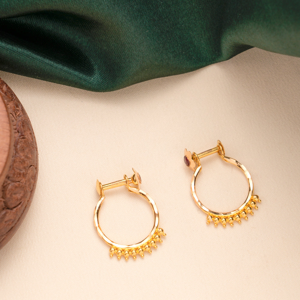 Beaded Edge Gold Hoop Earrings