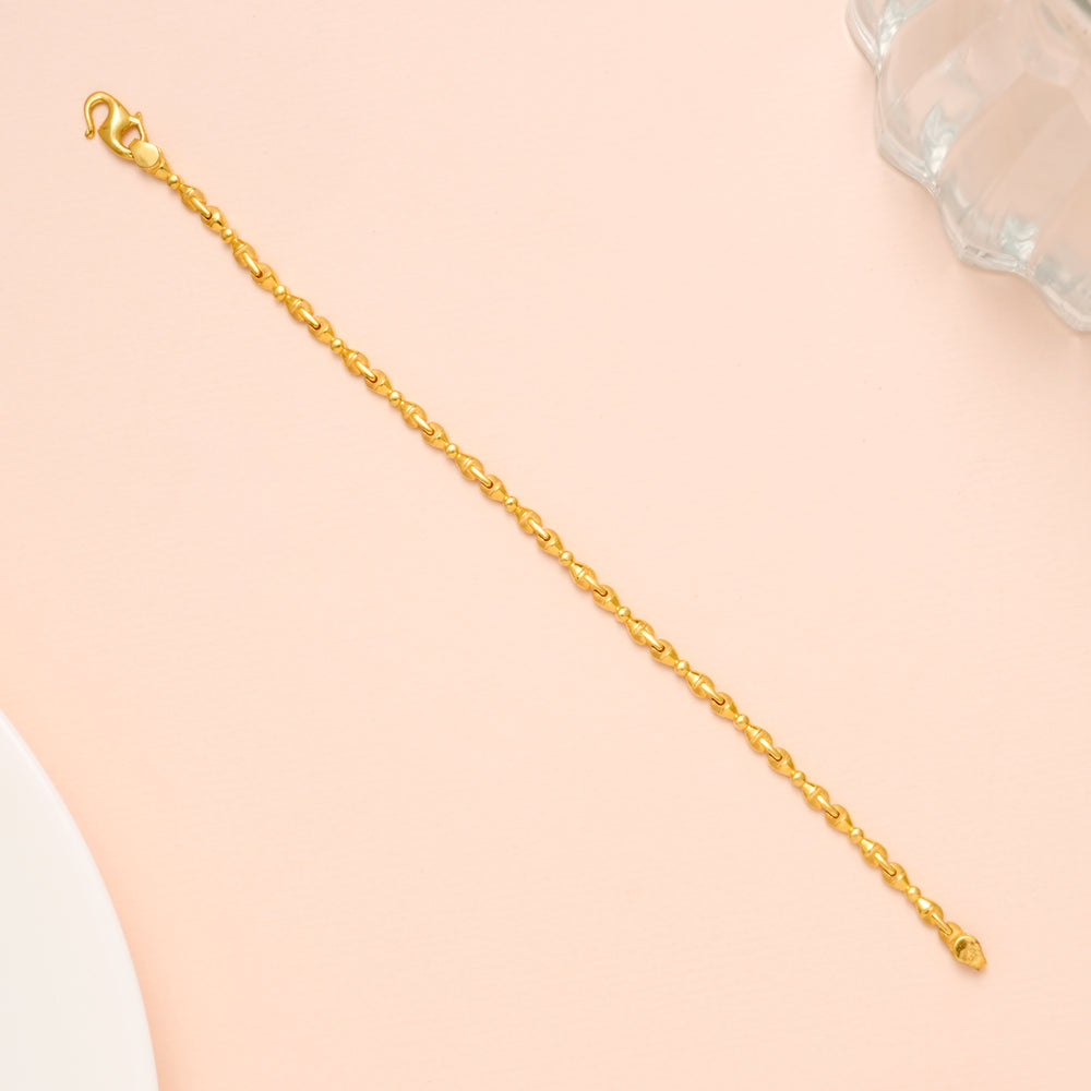Fancy Fish Hook Link Design Gold Bracelet