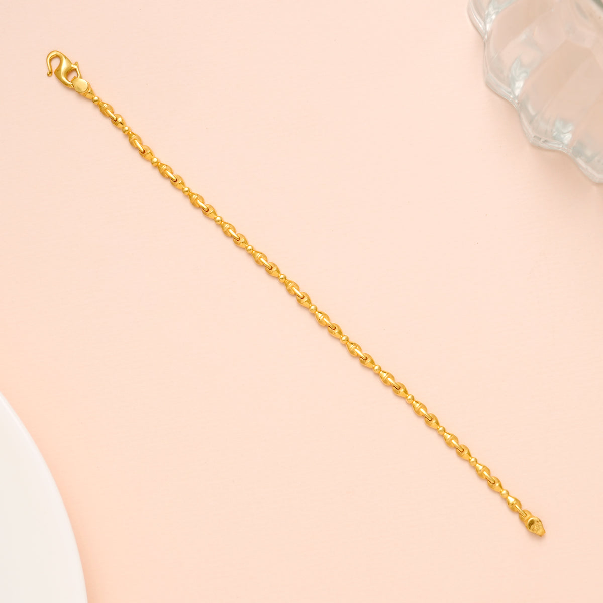 Fancy Fish Hook Link Design Gold Bracelet