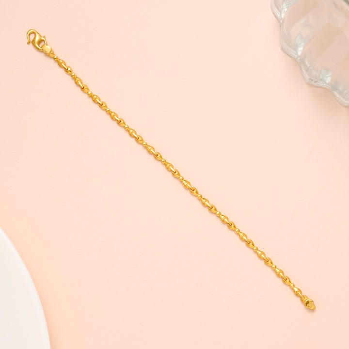 Fancy Fish Hook Link Design Gold Bracelet