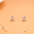 Square Shape with White Stone Silver Stud