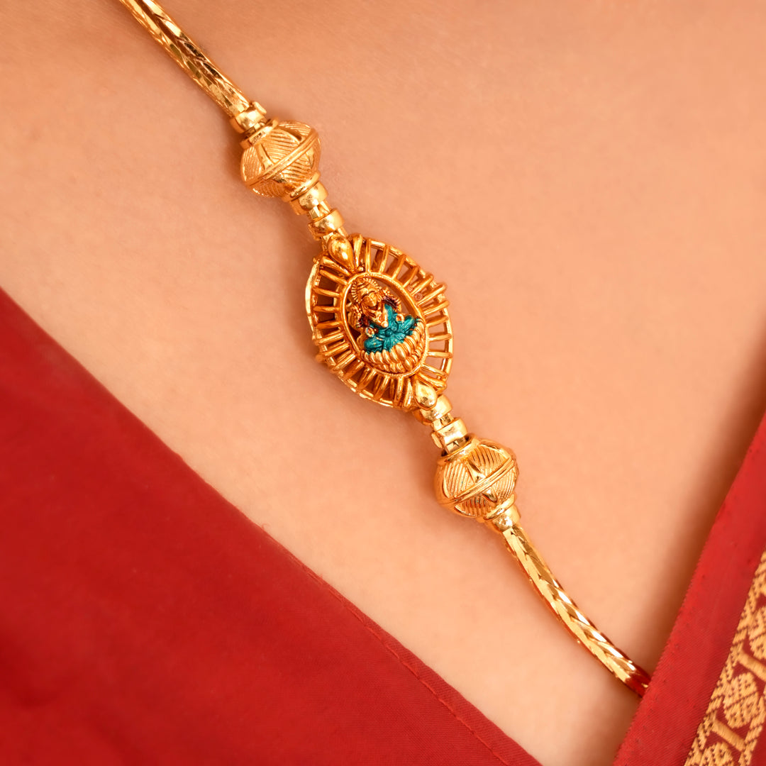 Graceful Golden Silver Lakshmi Mugappu Chain